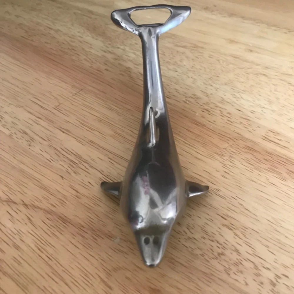 Vintage Chrome Dolphin Shaped Bottle Opener